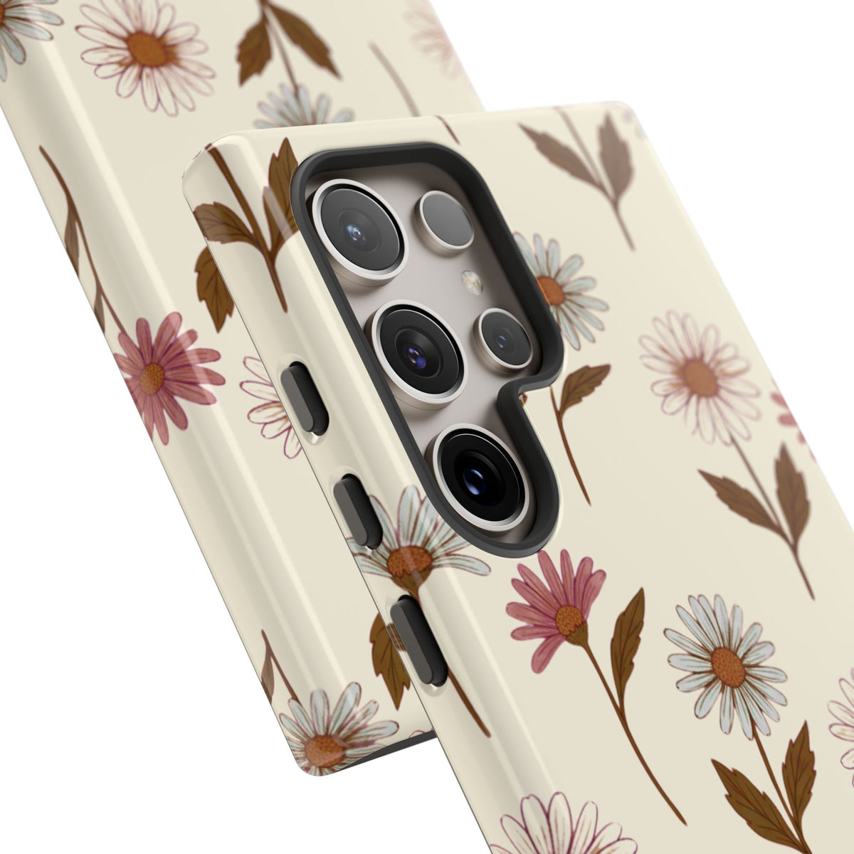 Pretty Cream & Rose Daisy Pattern Phone Case
