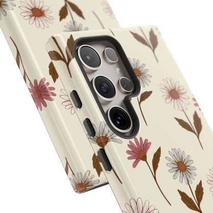 Pretty Cream & Rose Daisy Pattern Phone Case