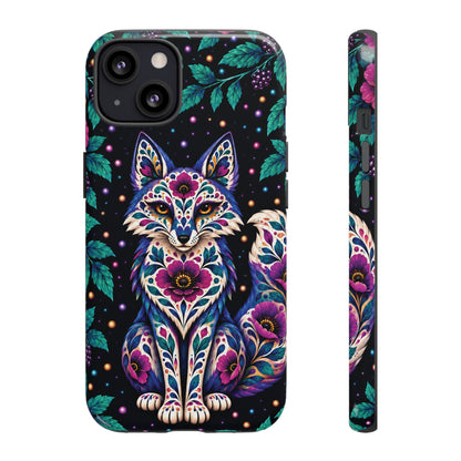 Vibrant Purple and Teal Calavera Fox Phone Case - Multicolor Phone Case - iPhone 13 / Glossy
