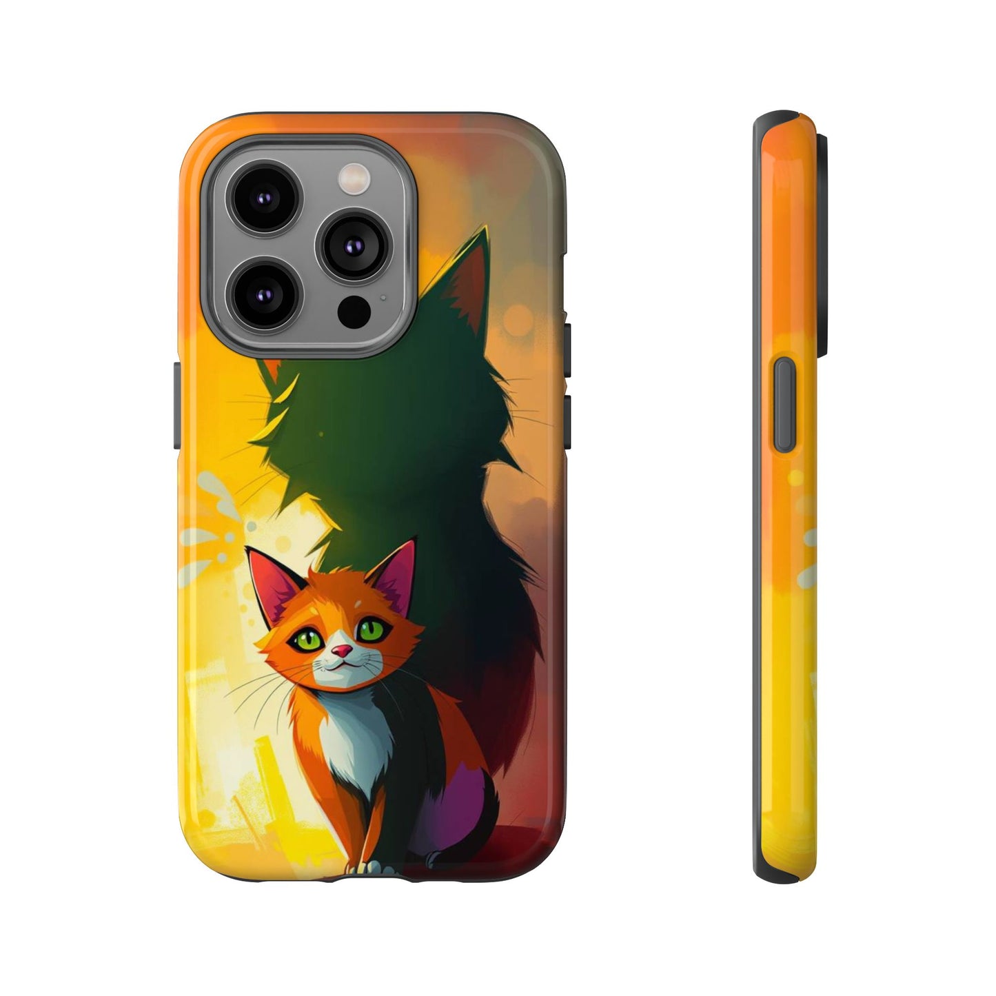 iPhone 14 Pro / Glossy Phone Case - Acrylic Style Shadow Cat Design Phone Case