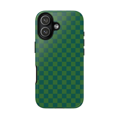 iPhone 17 / Glossy Phone Case - ’Bold Green Checkered Pattern’ Phone Case