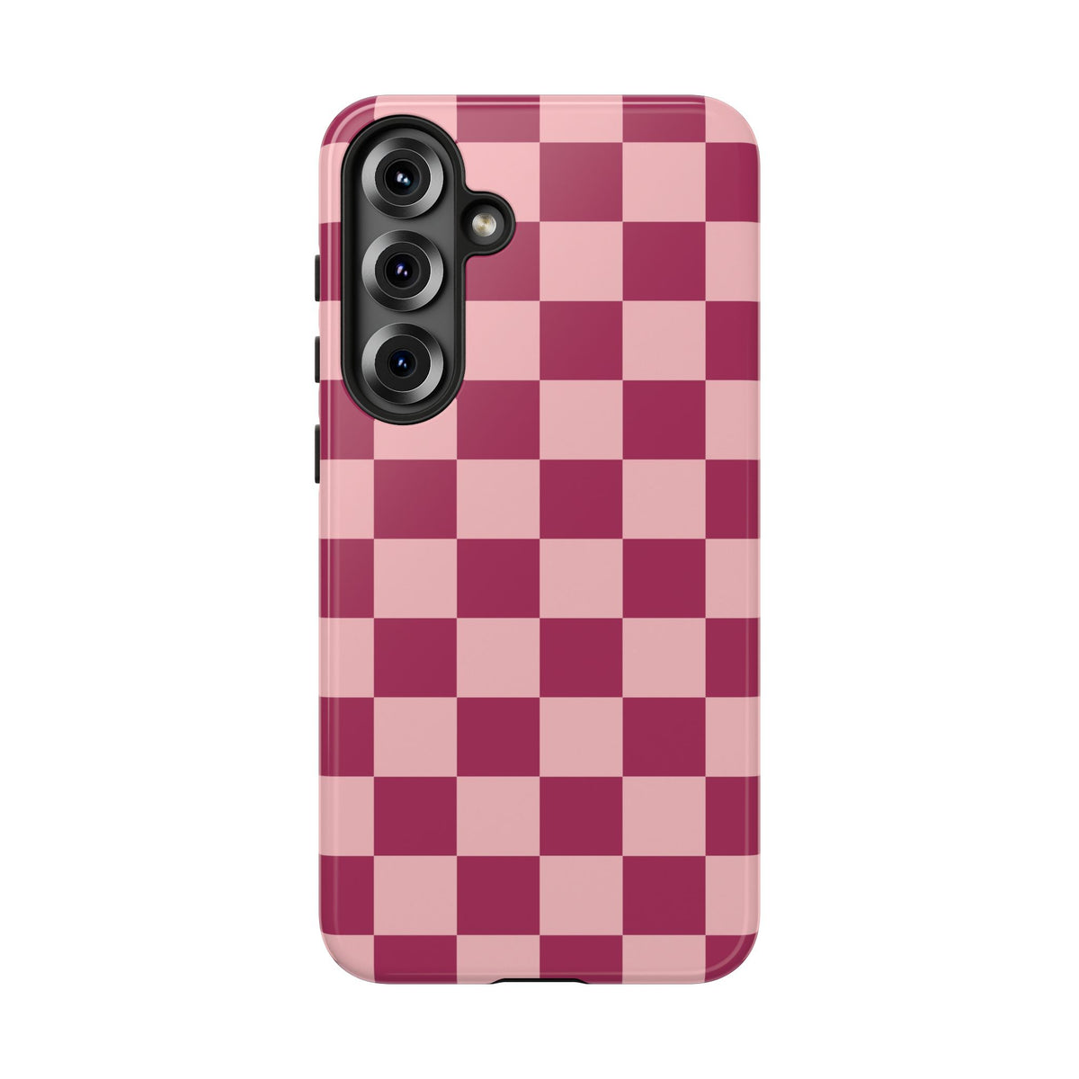 Pink Checked Pattern Phone Case - Pink Phone Case - Samsung Galaxy S25 Plus / Glossy