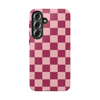 Pink Checked Pattern Phone Case - Pink Phone Case - Samsung Galaxy S25 Plus / Glossy