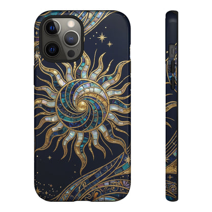 Elegant Navy & Gold Solar Spiral Phone Case