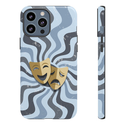 Comedy & Tragedy Masks – Blue Minimal Retro Wave Phone Case - Blue Phone Case - iPhone 13 Pro Max / Glossy