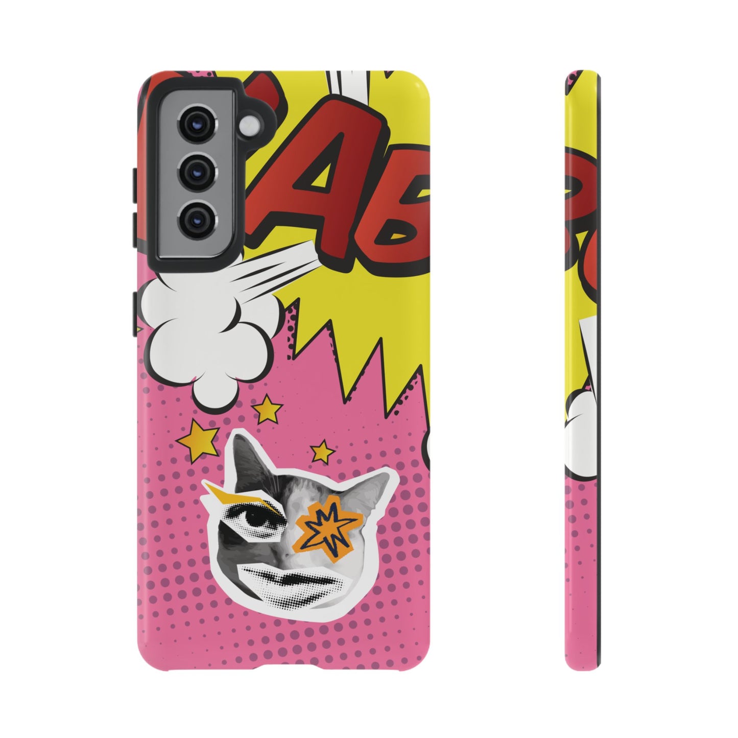 Bold Pink Pop Art Cat Phone Case - Pink Phone Case - Samsung Galaxy S21 / Glossy