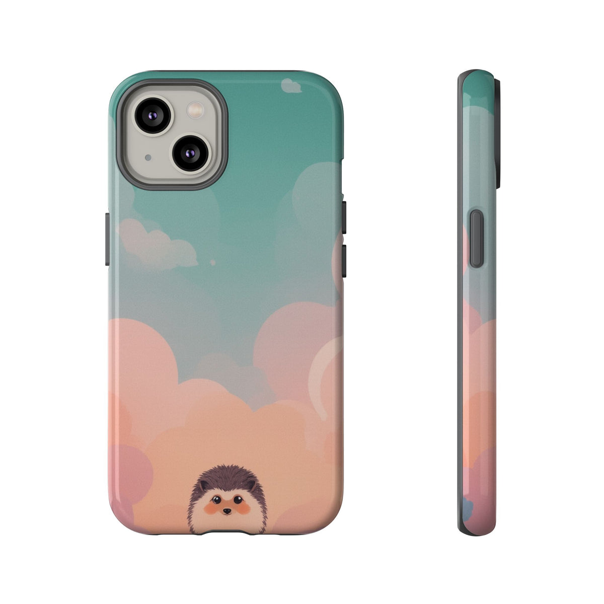 Cute Hedgehog & Cloud Design Phone Case - Multicolor Phone Case - iPhone 14 / Glossy