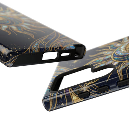 Elegant Navy & Gold Solar Spiral Phone Case