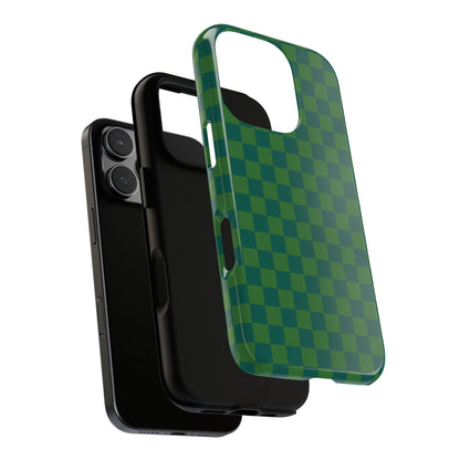 Bold Green Small Checked Pattern Phone Case - Green Phone Case