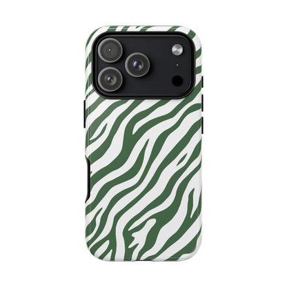 Stylish Sage Zebra Print Phone Case