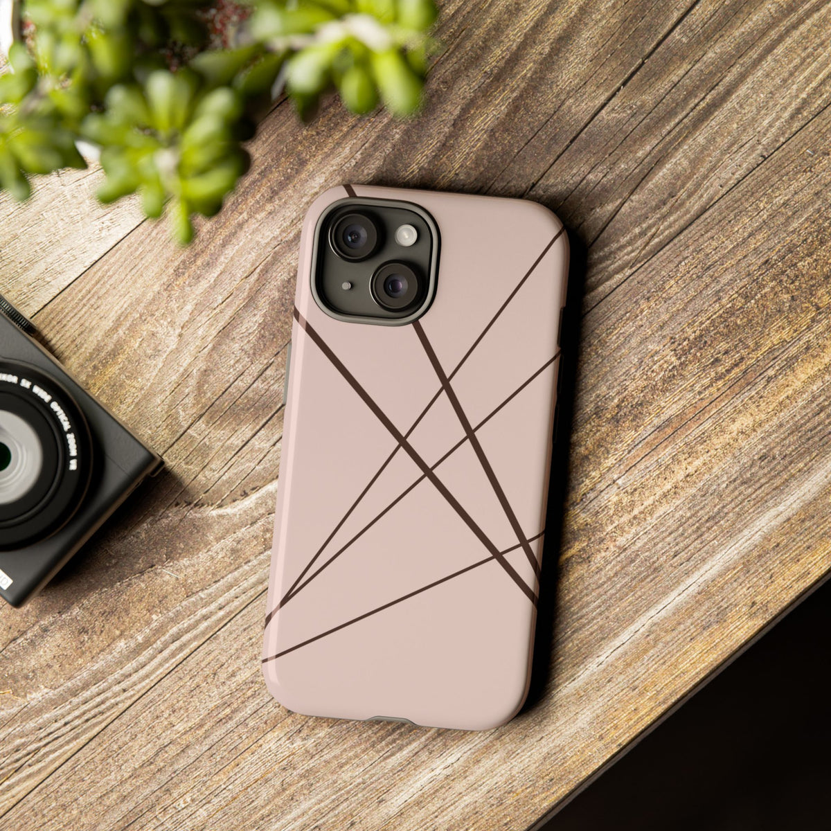 Abstract Pink with Brown Lines Phone Case - Pink Phone Case