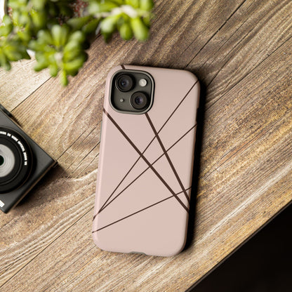 Abstract Pink with Brown Lines Phone Case - Pink Phone Case