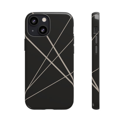 iPhone 13 Mini / Glossy Phone Case - Abstract Black with Grey Lines Phone Case