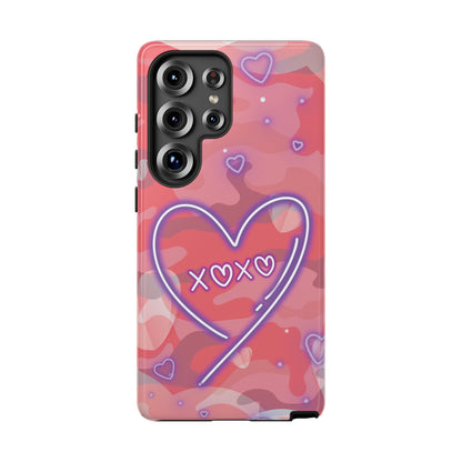 Love Heart Neon Camo Phone Case - Pink Phone Case - Samsung Galaxy S25 Ultra / Glossy
