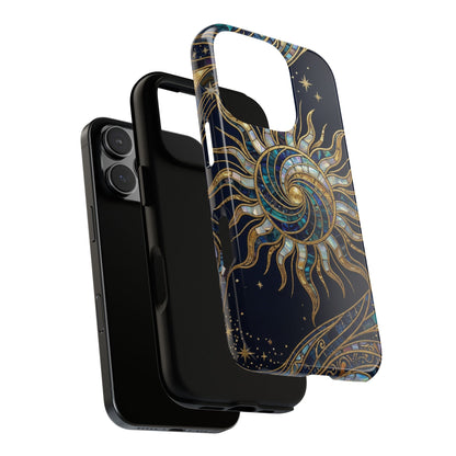 Elegant Navy & Gold Solar Spiral Phone Case