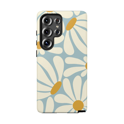 Retro Light Blue Daisy Pattern Phone Case - Blue Phone Case - Samsung Galaxy S25 Ultra / Glossy