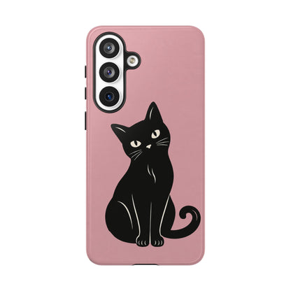 Minimalist Blush Pink & Black Cat Phone Case