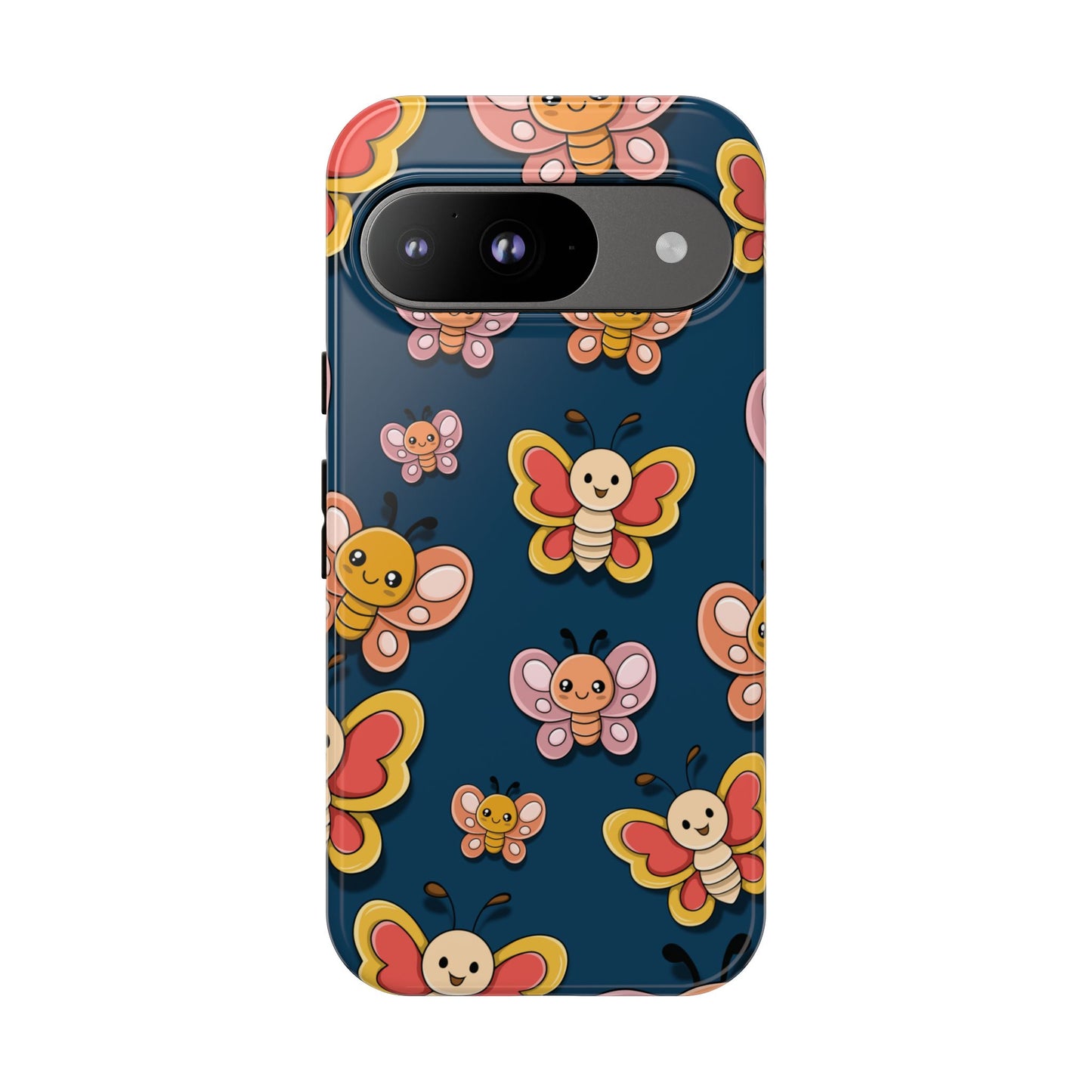 Dark Blue Butterfly Sticker Design Phone Case - Blue Phone Case - Google Pixel 9 / Glossy
