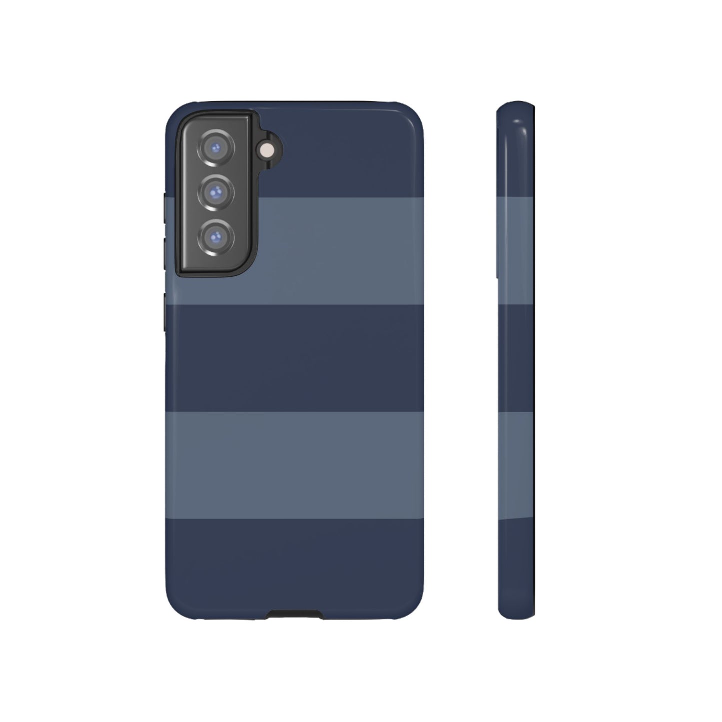 Dark Blue Horizontal Stripe Pattern Phone Case - Blue Phone Case - Samsung Galaxy S21 FE / Glossy