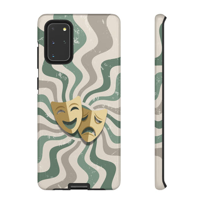 Samsung Galaxy S20+ / Glossy Phone Case - Comedy & Tragedy Masks – Green Minimal Retro Wave Phone Case