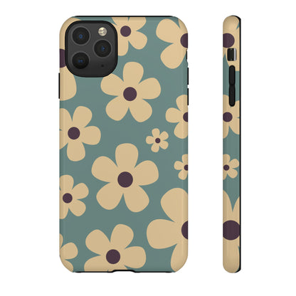 iPhone 11 Pro Max / Glossy Phone Case - Cute Blue & Cream Daisy Pattern Phone Case