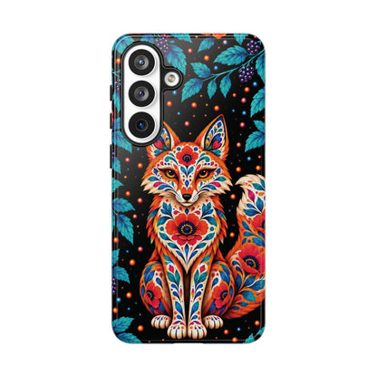Vibrant Orange and Turquoise Calavera Fox Phone Case - Multicolor Phone Case - Samsung Galaxy S26 Plus / Glossy