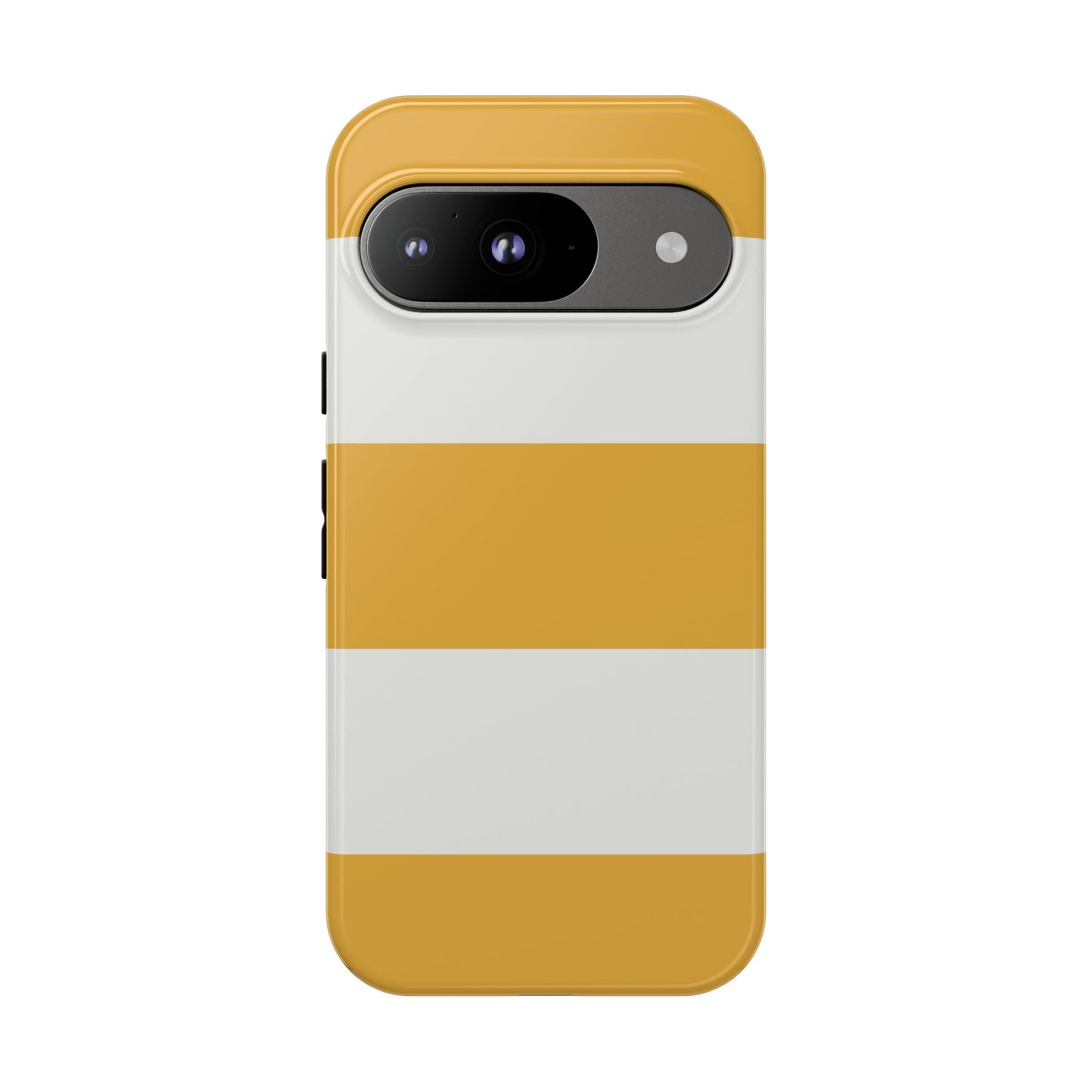 Google Pixel 9 / Glossy Phone Case - Yellow & White Horizontal Stripe Pattern Phone Case