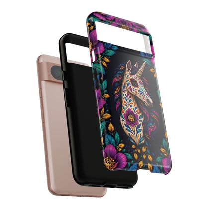 Elegant Purple and Teal Calavera Unicorn Phone Case - Phone Case