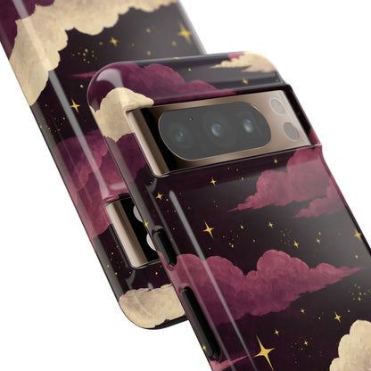 Illustrated Plum Clouds & Stars Phone Case