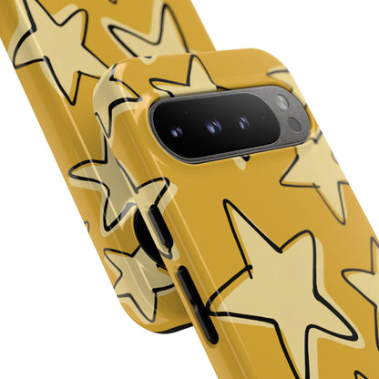 Golden Yellow Doodle Star Phone Case
