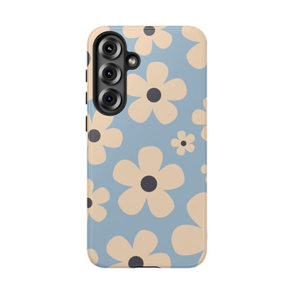Cute Light Blue & Cream Daisy Pattern Phone Case - Blue Phone Case - Samsung Galaxy S25 Plus / Glossy