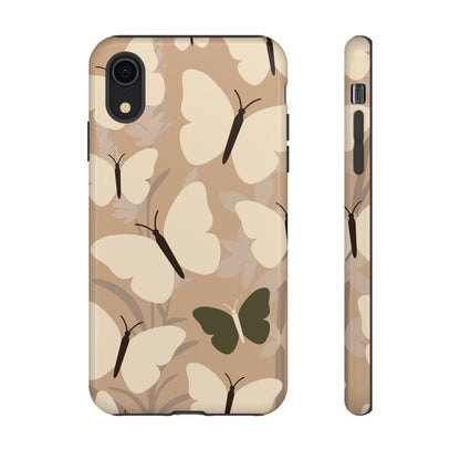 iPhone XR / Glossy Phone Case - Minimalist Beige Butterfly Pattern Phone Case