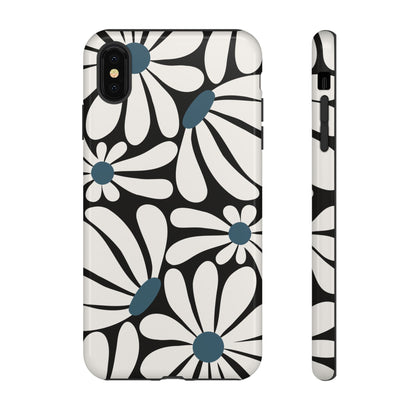 iPhone XS MAX / Glossy Phone Case - Retro Black Daisy Pattern Phone Case