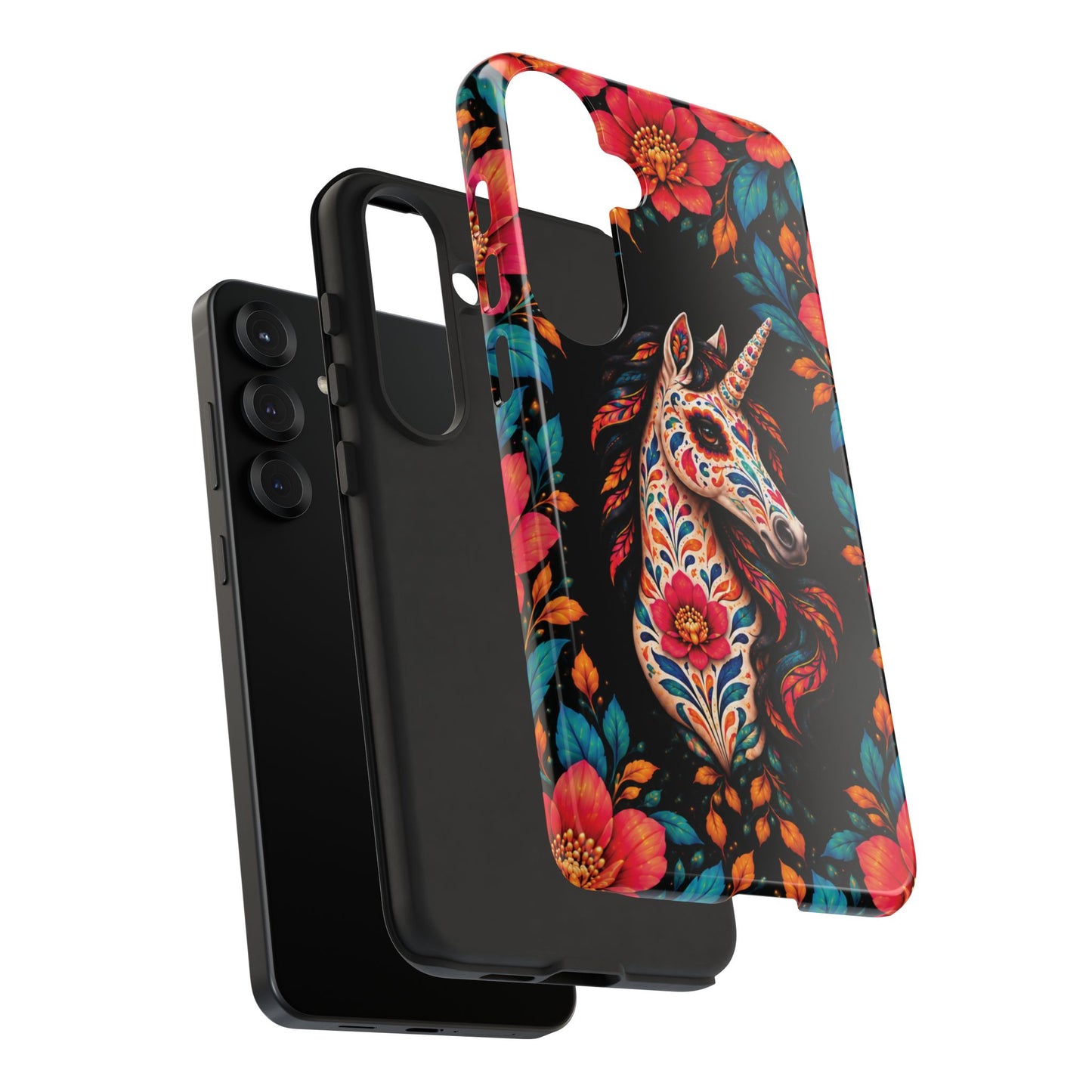 Elegant Pink and Turquoise Calavera Unicorn Phone Case - Phone Case
