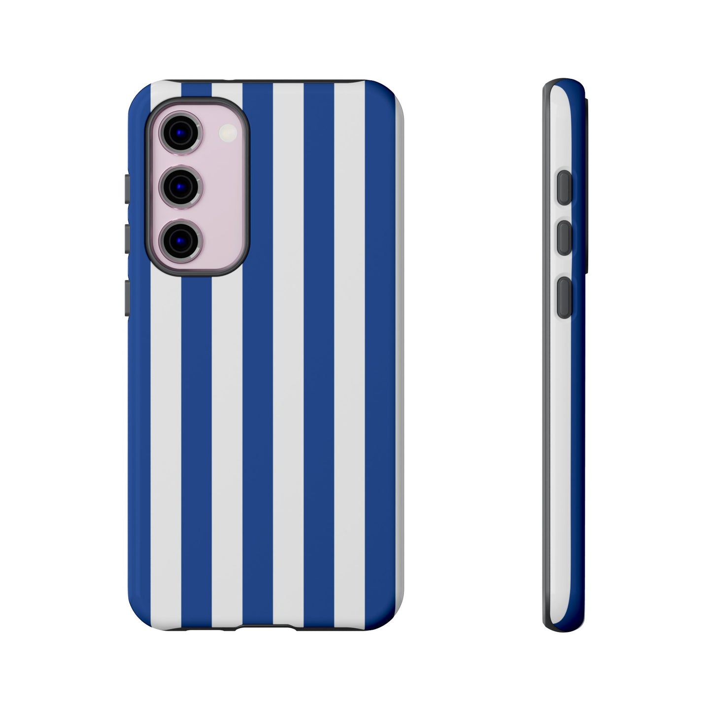 Samsung Galaxy S23 Plus / Glossy Phone Case - Simple Blue & White Stripe Pattern Phone Case