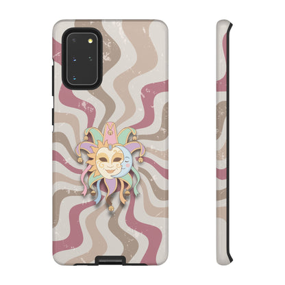 Sun & Moon Jester Mask – Pink Retro Wave Phone Case - Pink Phone Case - Samsung Galaxy S20+ / Glossy