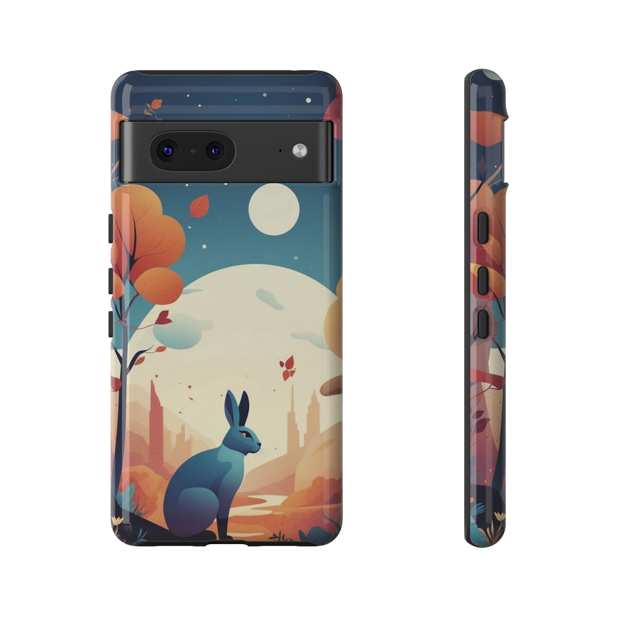 Stylised Blue Hare Design Phone Case - Multicolor Phone Case - Google Pixel 7 / Glossy