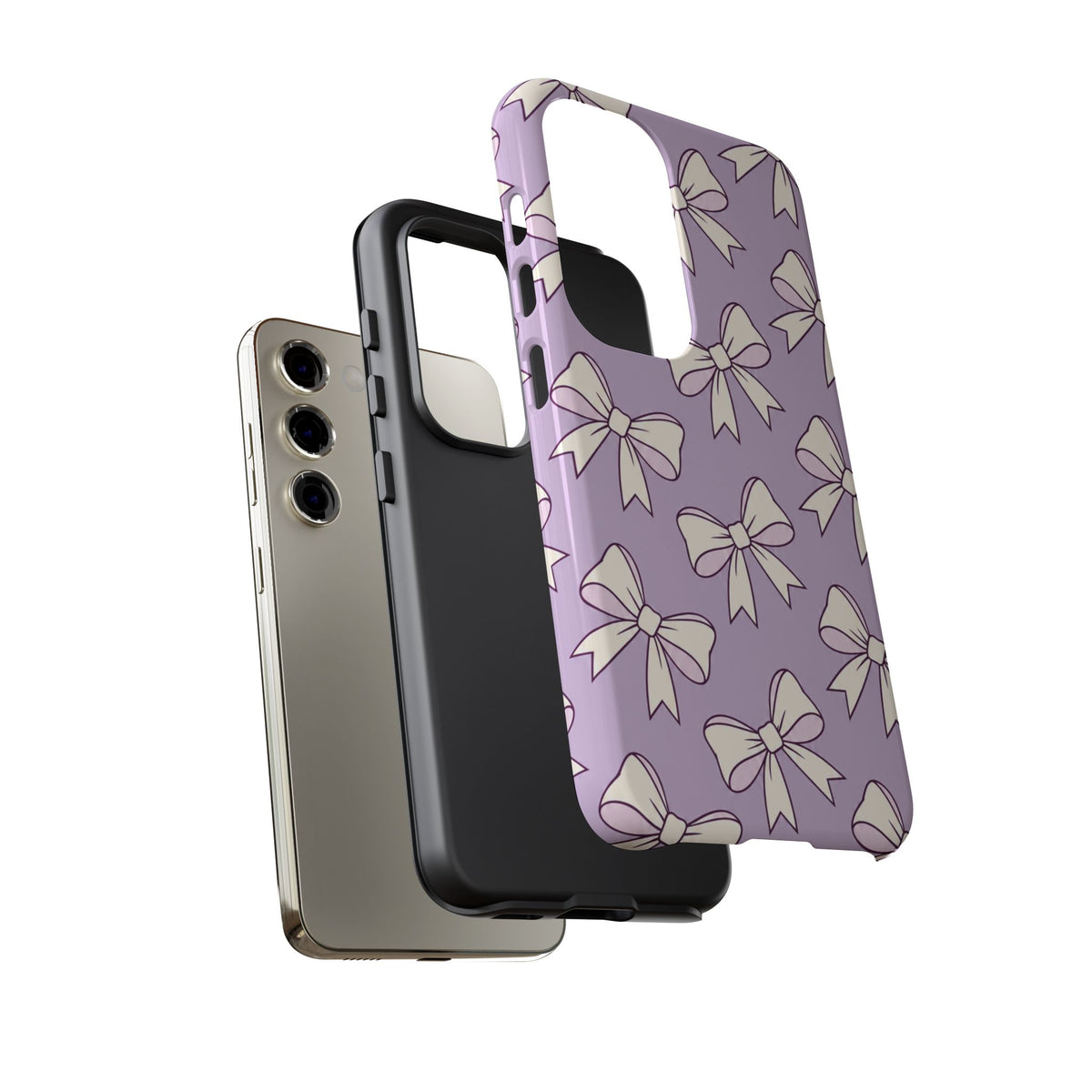 Chic Lilac Bow Pattern Phone Case