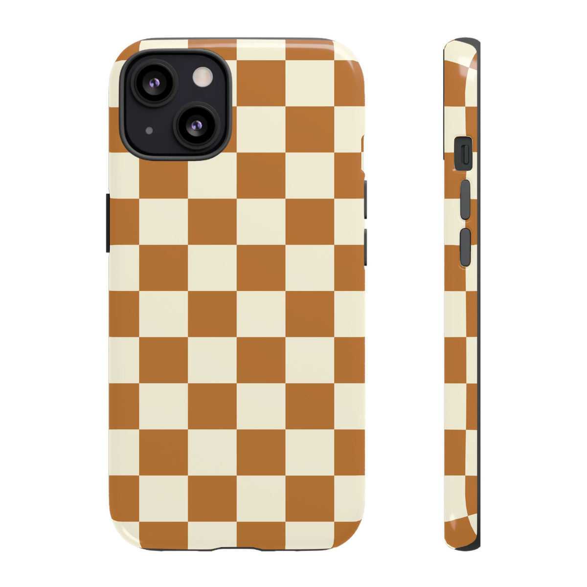 Orange & White Checked Pattern Phone Case - Orange Phone Case - iPhone 13 / Glossy