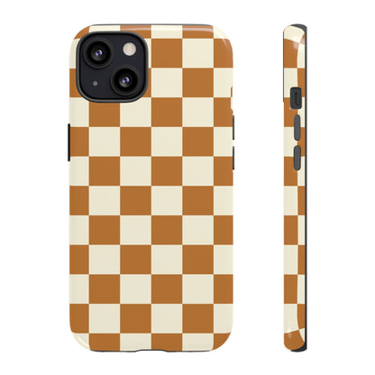 Orange & White Checked Pattern Phone Case - Orange Phone Case - iPhone 13 / Glossy