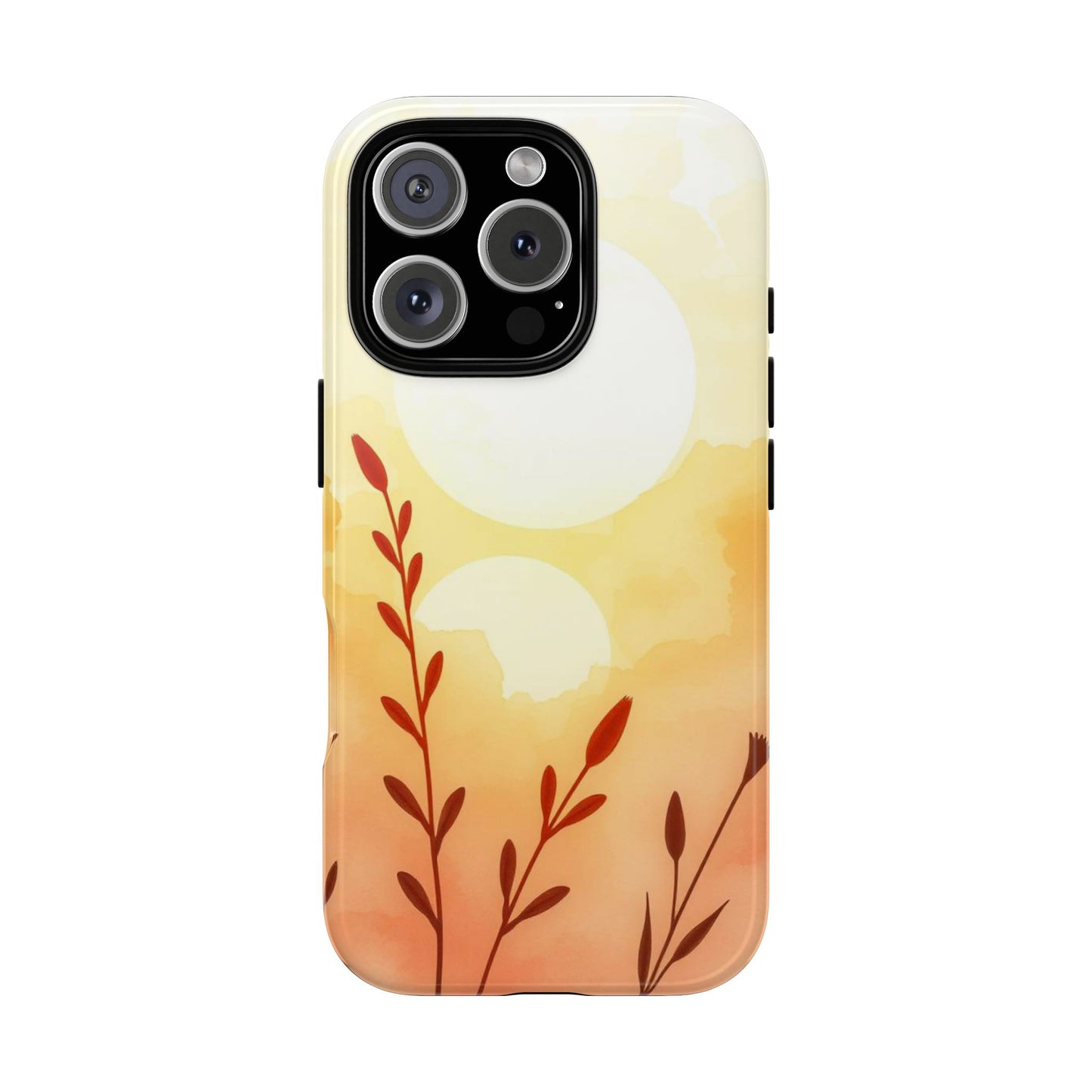 iPhone 16 Pro / Glossy Phone Case - Watercolour Wildflower & Sun Design Phone Case