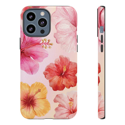 iPhone 13 Pro Max / Glossy Phone Case - ’Pink Hibiscus Pattern #1’ Phone Case