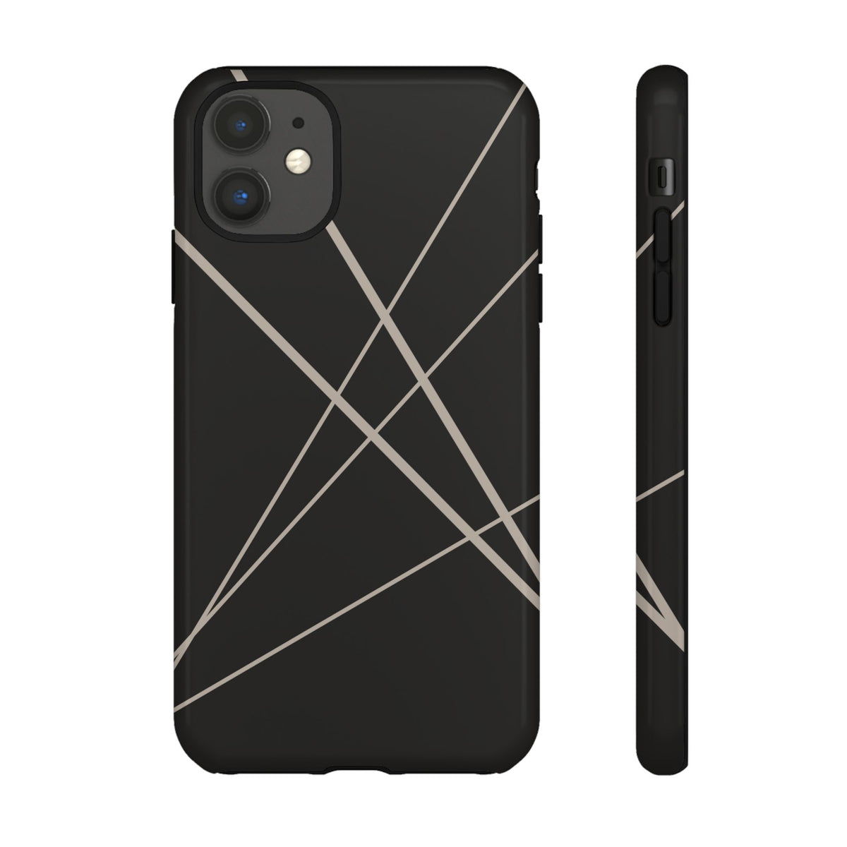 Abstract Black with Grey Lines Phone Case - Black Phone Case - iPhone 11 / Glossy
