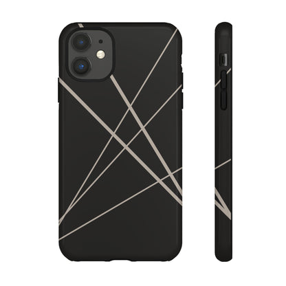 Abstract Black with Grey Lines Phone Case - Black Phone Case - iPhone 11 / Glossy