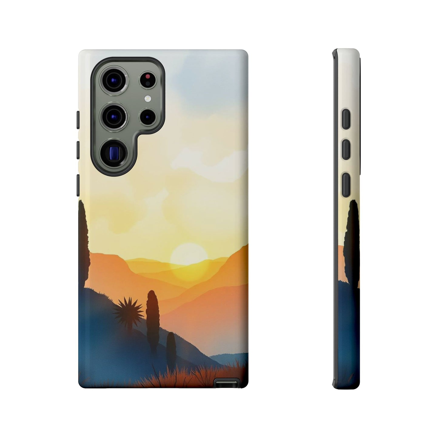 Samsung Galaxy S23 Ultra / Glossy Phone Case - Watercolour Sunset Design Phone Case