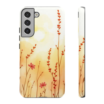 Samsung Galaxy S22 Plus / Glossy Phone Case - Boho Chic Watercolour Wildflower Dusk Pattern Phone Case