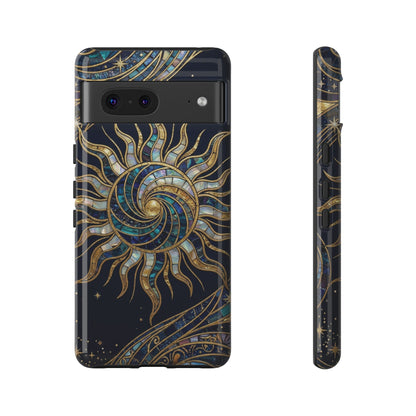Elegant Navy & Gold Solar Spiral Phone Case