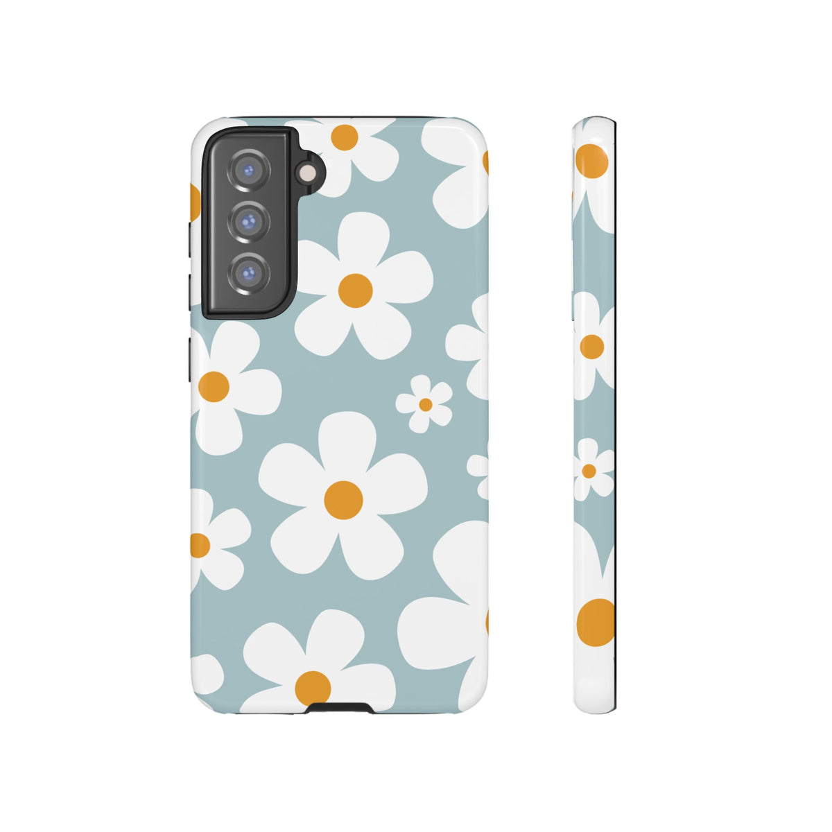Cute Blue Daisy Pattern Phone Case - Blue Phone Case - Samsung Galaxy S21 FE / Glossy