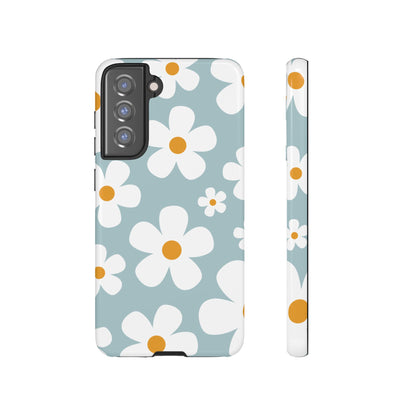 Cute Blue Daisy Pattern Phone Case - Blue Phone Case - Samsung Galaxy S21 FE / Glossy