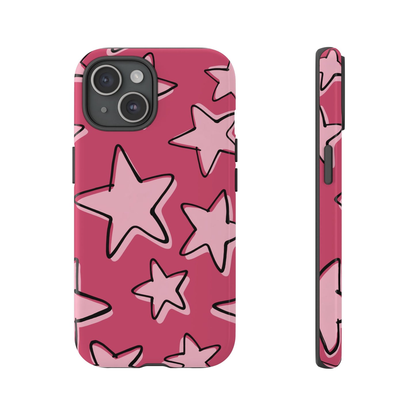 Raspberry Pink Doodle Star Phone Case